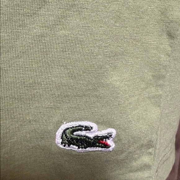 Lacoste Unisex Graphic T-Shirt Olive Green Large Logo Cotton Crew Neck Tee - Picture 6 of 11
